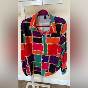 Color Block Button up Blouse